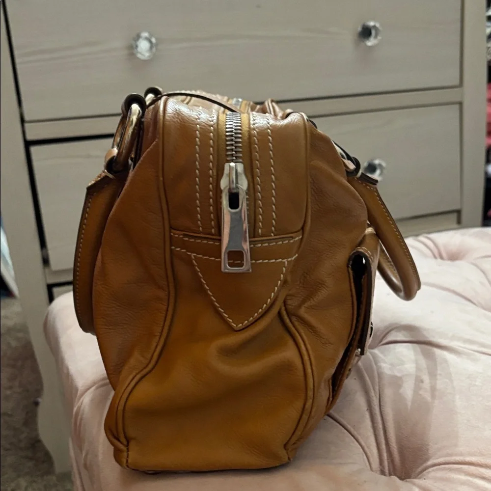 Marc Jacobs Camel color Leather Satchel with Silver Accents - Picture 4 of 12